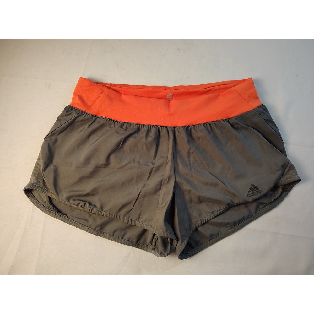 Adidas‎ Climalite Running Shorts Womens Medium Grey Orange 3 Inch Inseam M3
